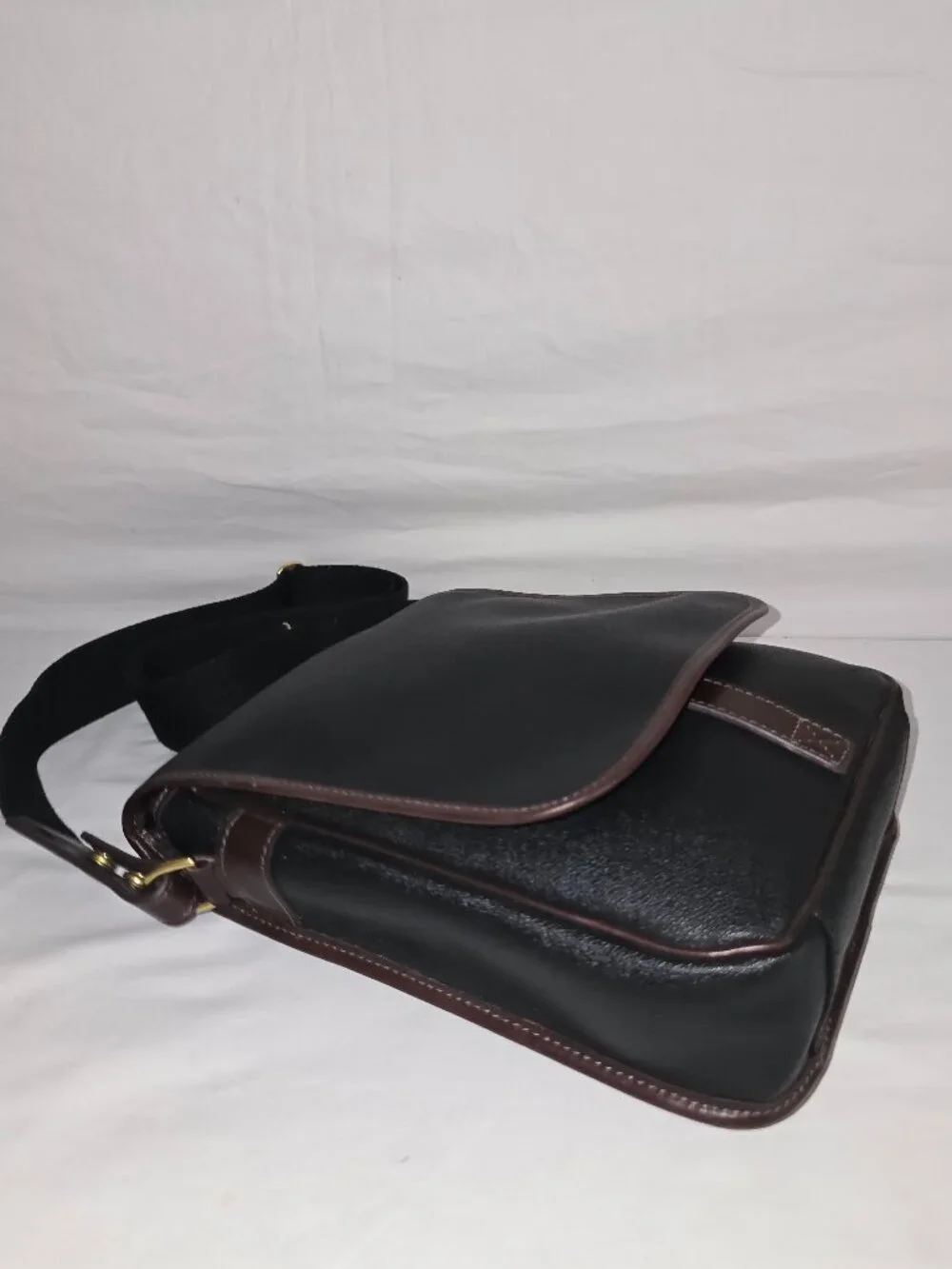 Vtg Mulholland Endurance Black Coated Canvas Convertible Top Handle Crossbody